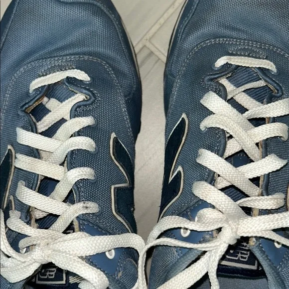 New Balance 574 “Pique Polo”  Blue Sneakers Classic Suede Mesh - Picture 12 of 15